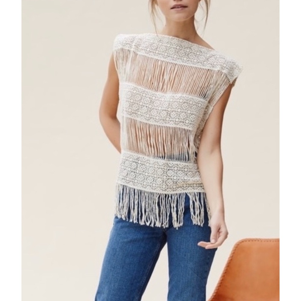 BNWT beautiful crochet fringe top